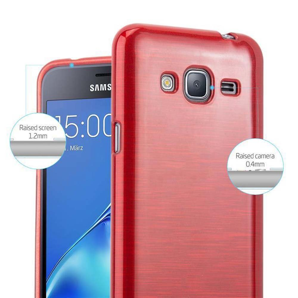 Eine rote Handyhülle und ein Telefon. Der Bildschirm zeigt 15:00 Uhr und das Wort März.