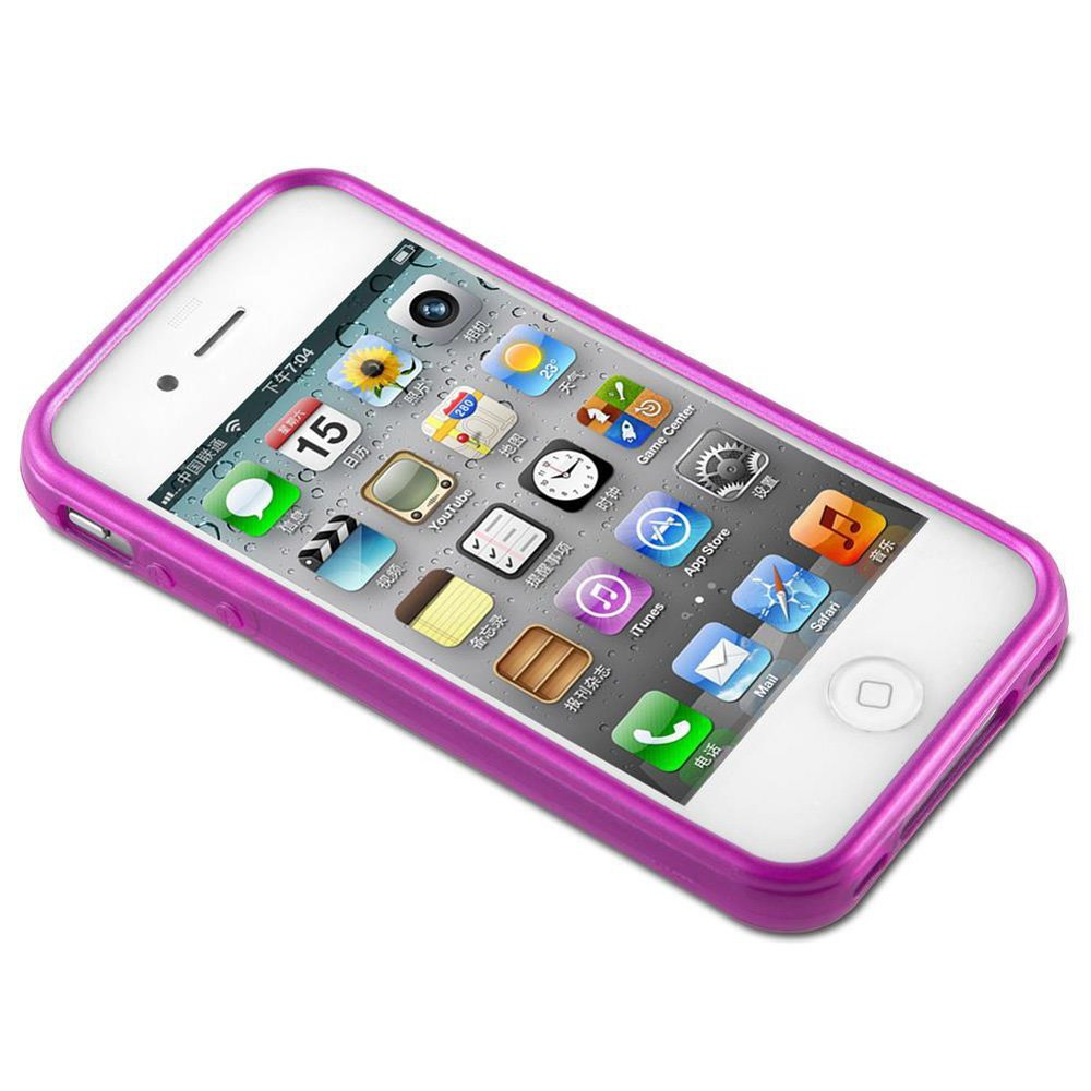 Ein pinkes iPhone mit Apps auf dem Bildschirm, in pinker Hülle.