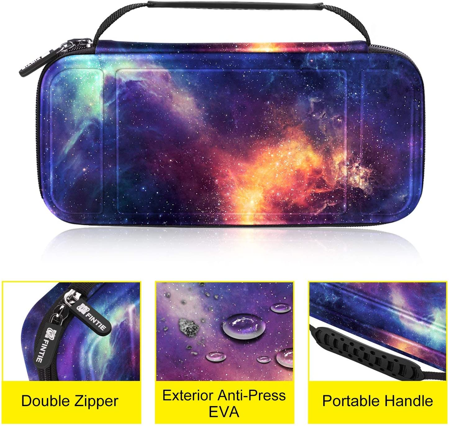 Hülle mit Galaxiedesign, Doppelreißverschluss, Anti-Druck-EVA, tragbarer Griff.