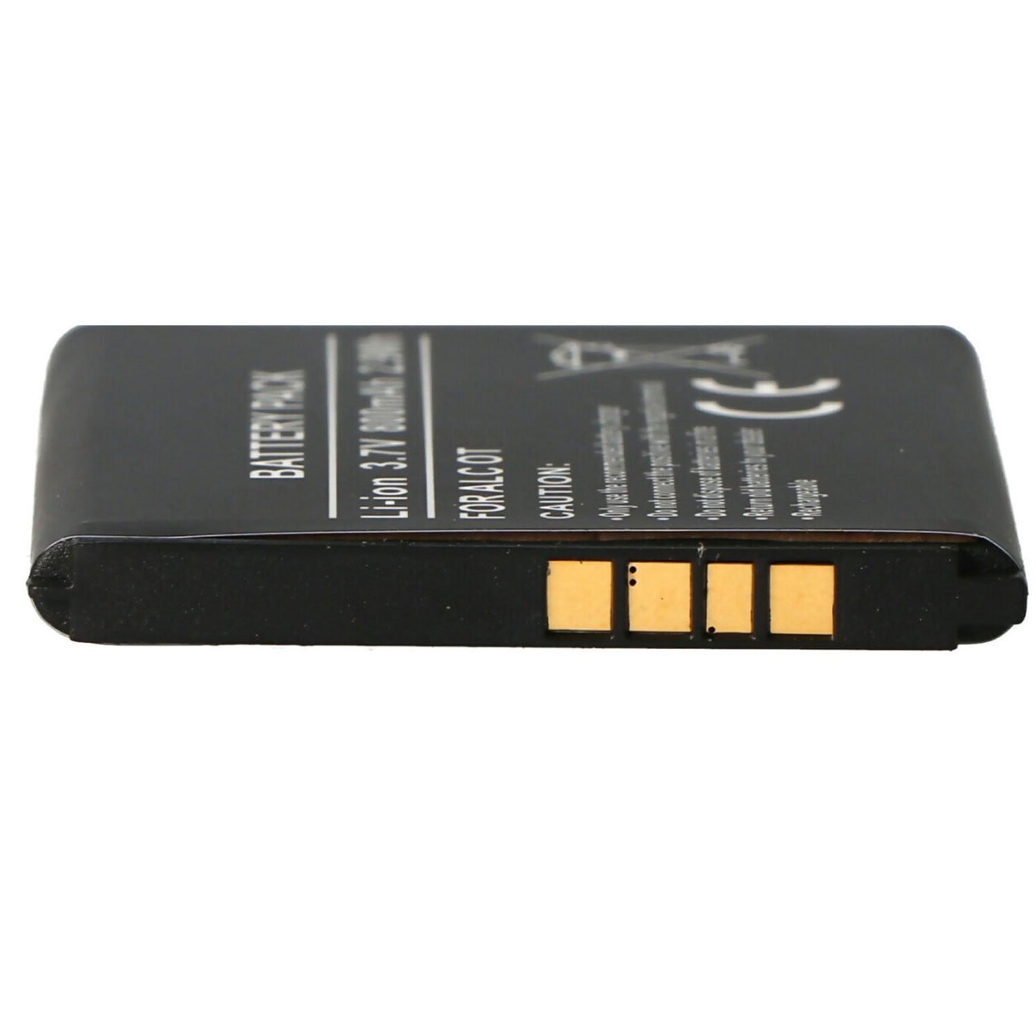 Ein schwarzes Akku-Pack. Es hat Text, der lautet: BATTERY PACK, Li-ion 3,7V 800mAh.