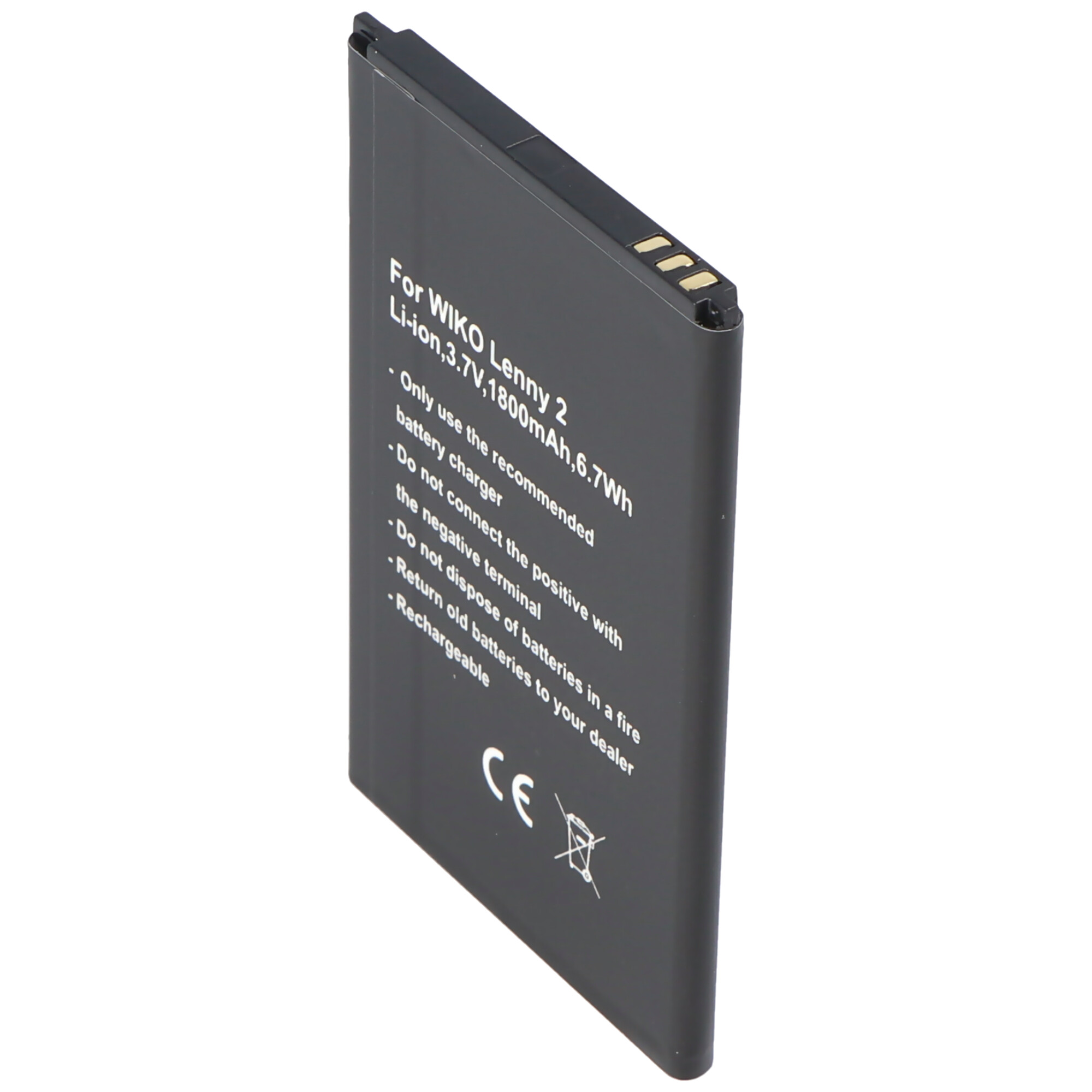 mAh - ACCUCELL Li-Ion Akku 1800mAh passend Wiko 3 1800 Akku für 6,7Wh 5030, den Lenny Handy-Akku, Lithium-Ionen 3,7Volt mit