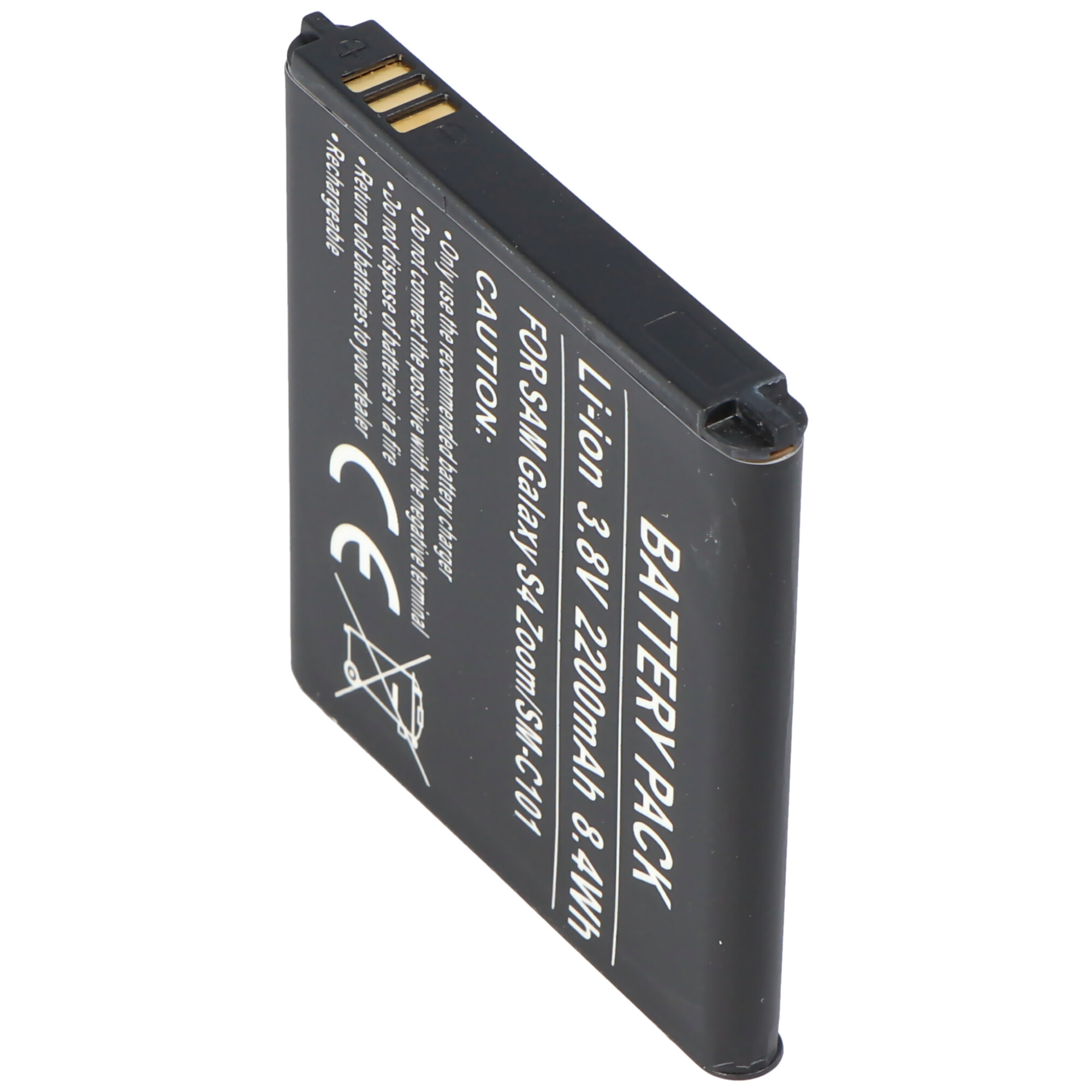 Schwarzer Akku für Samsung Galaxy S4 Zoom mit 2200mAh.