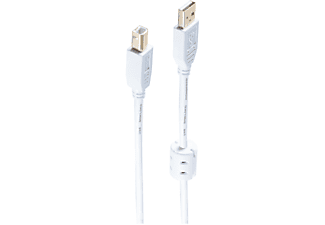 SHIVERPEAKS USB Kabel A St.+Ferrit/B St. verg. USB 2.0 weiß 5m USB Kabel
