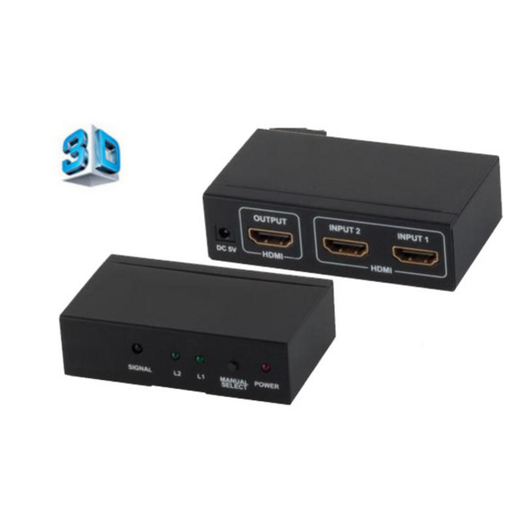 SHIVERPEAKS HDMI Switch, 2x IN OUT, 4K2K, Switch VER1.4, 3D, HDMI 1x