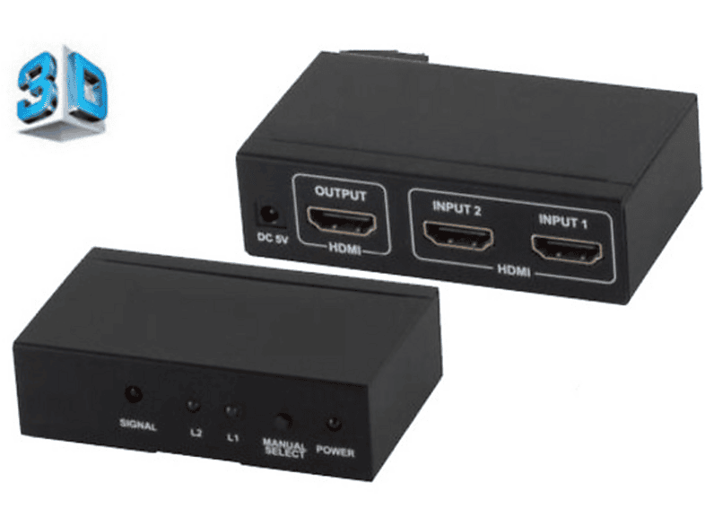 SHIVERPEAKS HDMI Switch, 2x IN 1x OUT, 4K2K, 3D, VER1.4, HDMI Switch