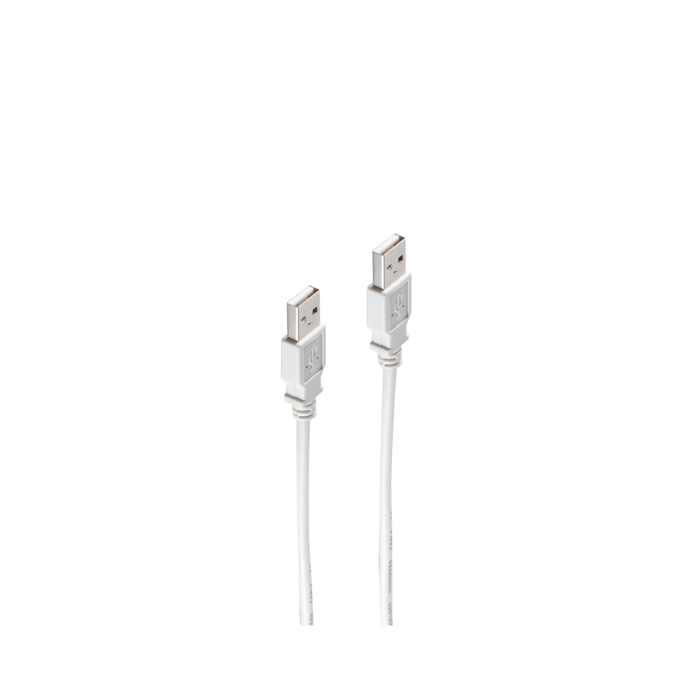 Zwei weiße USB-Kabel, jedes mit einem USB-Anschluss am Ende.