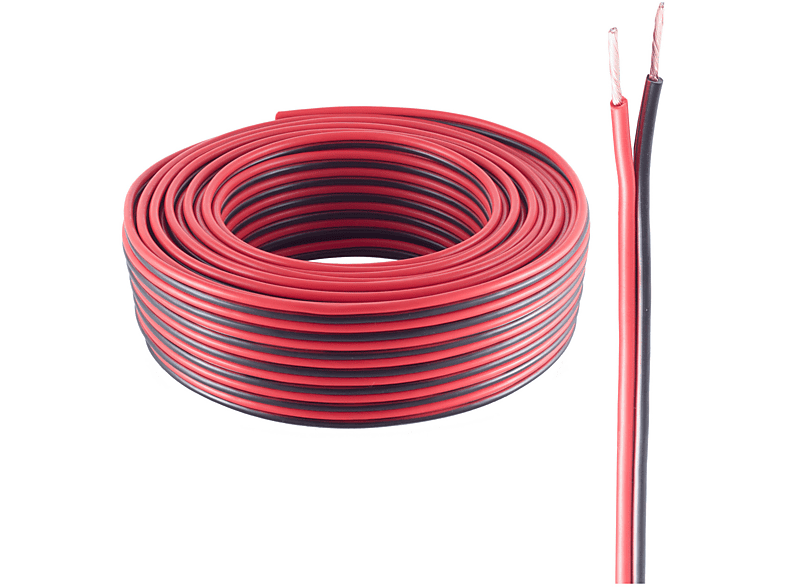 SHIVERPEAKS LS-Kabel 1,5mm² Kabel, rot/schwarz 100m, CCA 100 m 48x0,20 Lautsprecher