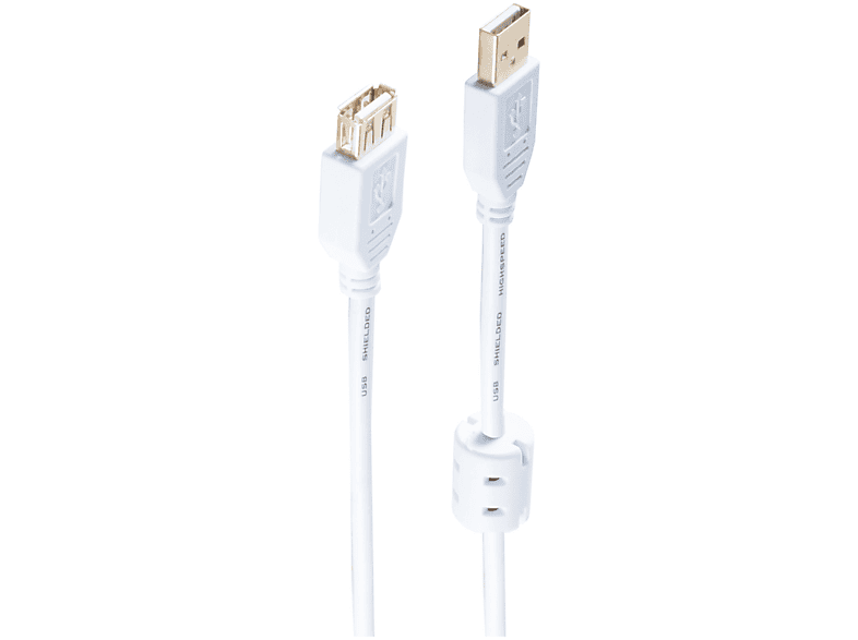 SHIVERPEAKS USB Kabel A USB weiß FERRIT verg. St./A 3m Kabel Buchse 2.0