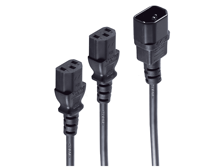 InLine Netz-Y-Kabel - 3 Geräte An Eine Steckdose Anschließen, 5 Meter Lang, Schwarz - Praktisch Für PC, Monitor & Drucker