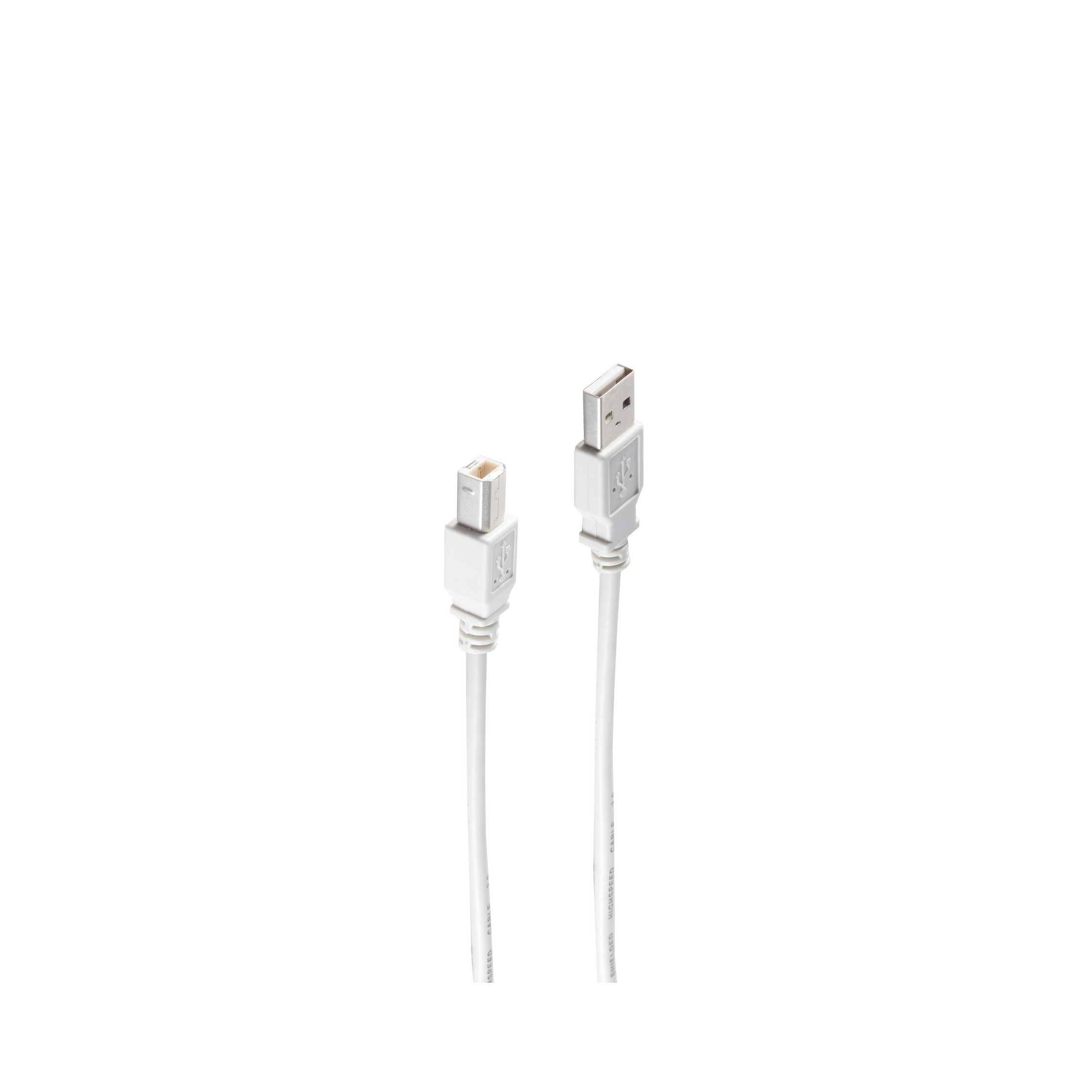 Due cavi USB bianchi su sfondo bianco.