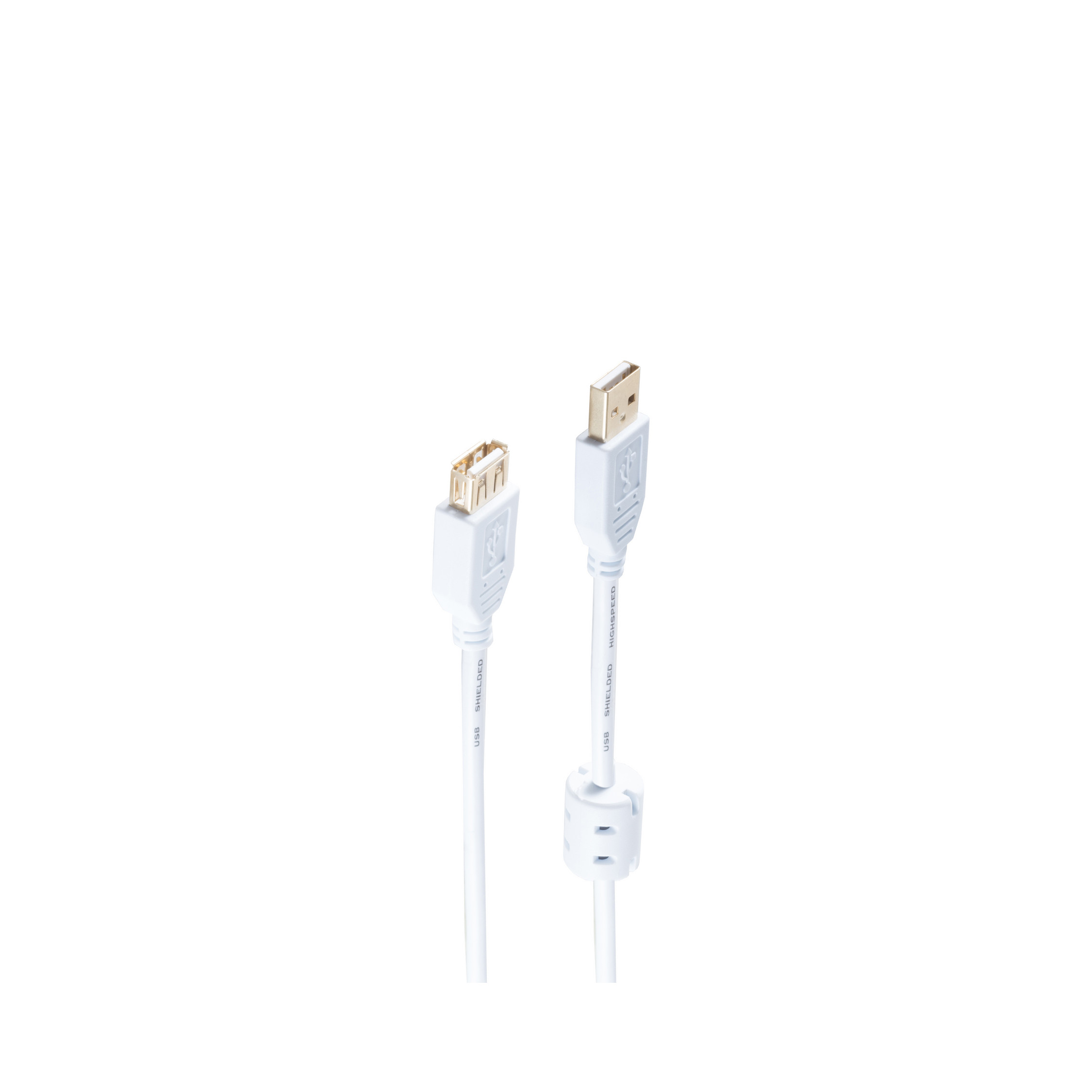 SHIVERPEAKS USB Kabel A St./A Buchse weiß verg. 2.0 1,8 Kabel FERRIT USB