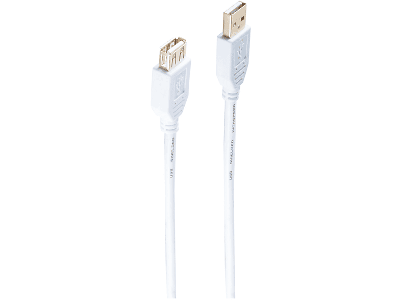 SHIVERPEAKS USB Kabel A St./A 2.0 Kabel 3m Buchse weiß verg. USB