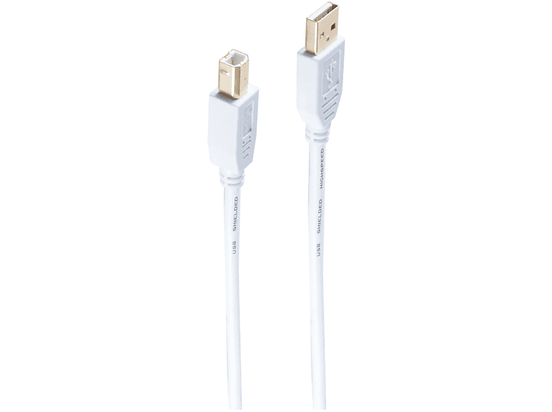SHIVERPEAKS USB Kabel A Stecker / B St. verg. USB 2.0 weiß 3m USB Kabel