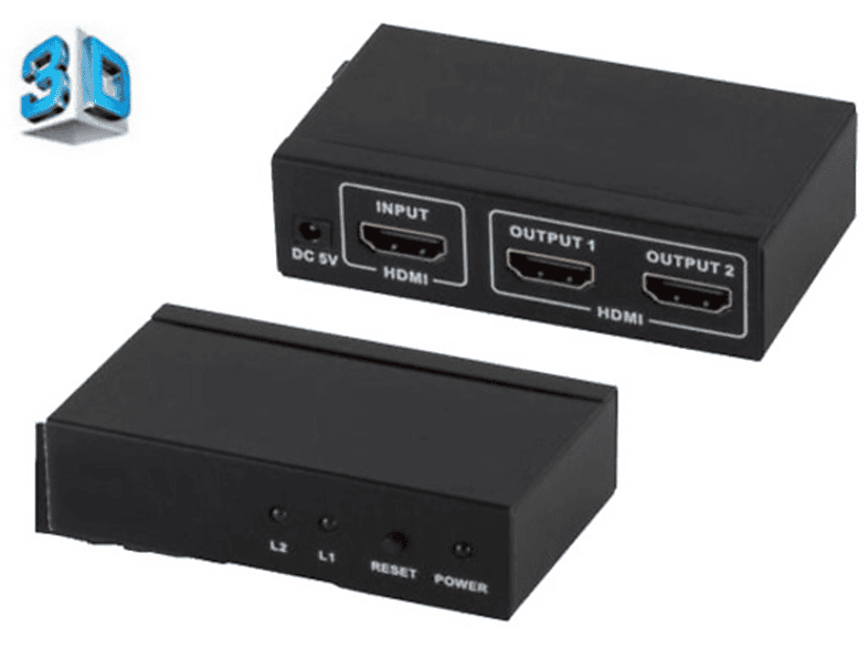 SHIVERPEAKS HDMI-Verteiler, 1 HDMI 4K2K 3D, OUT Netzteil, x 2 IN x Switch