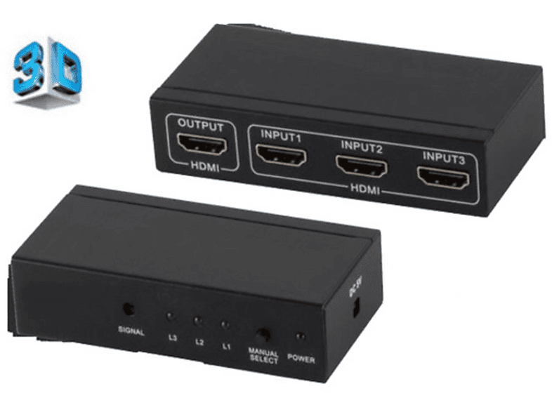 SHIVERPEAKS HDMI Switch, 3x IN 1x OUT, 4K2K, 3D, VER1.4  HDMI Switch
