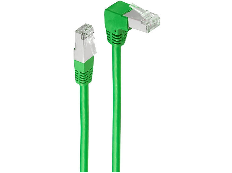 SHIVERPEAKS Patchkabel cat6 S/FTP PIMF Winkel-gerade grün 0,25, Patchkabel, 0,25 m