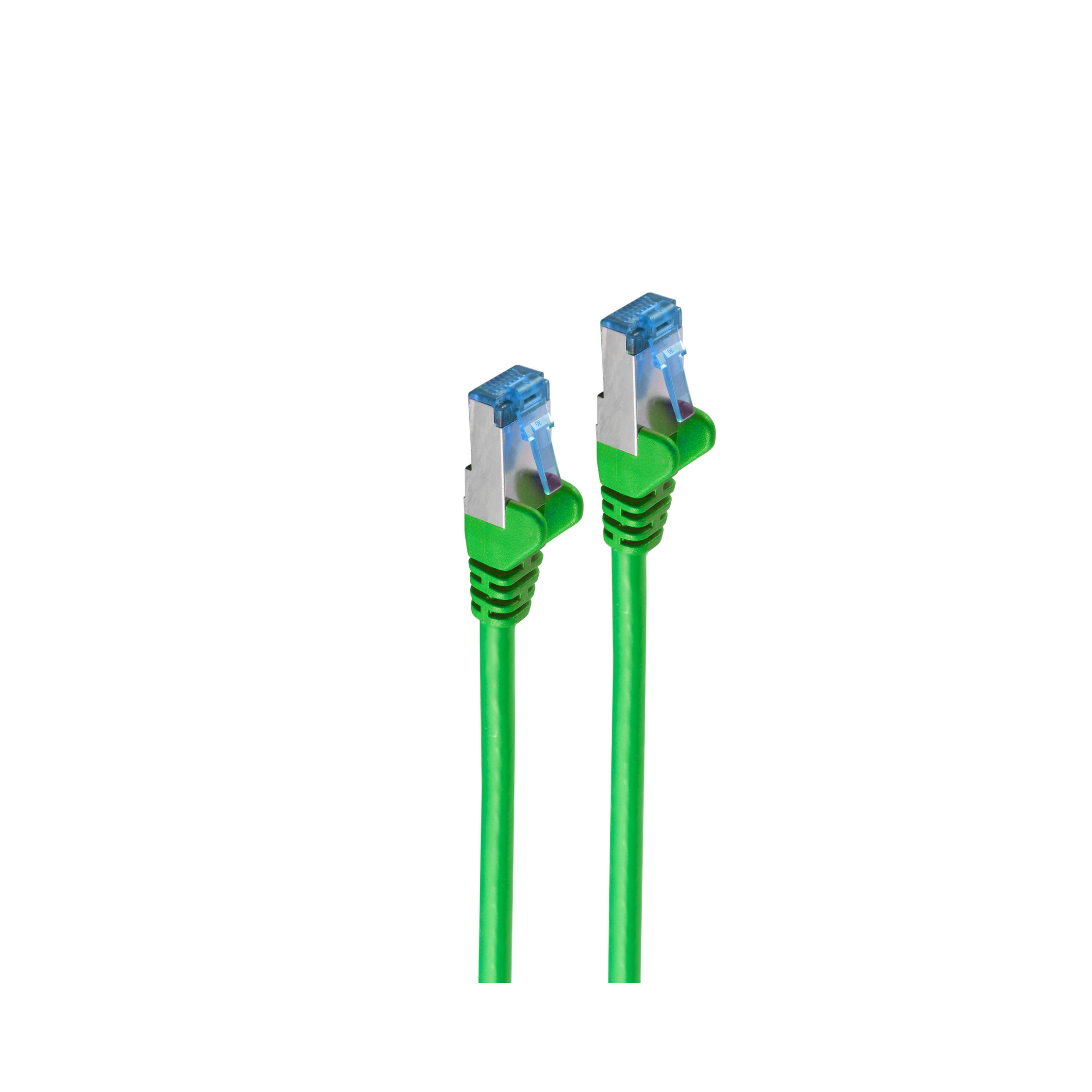 Due cavi Ethernet verdi con connettori verdi su sfondo bianco.