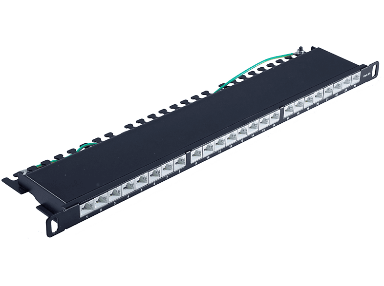 Patchpanel Cat.6A, 0,5HE, SHIVERPEAKS 24 Patchpanel 19” Slim Port