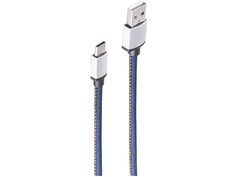 auf m, 2m, C, Stecker A blau USB 2 USB USB-Ladekabel SHIVERPEAKS Typ Ladekabel, blau
