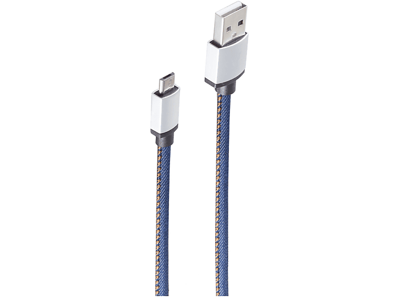 blau Stecker Micro SHIVERPEAKS 1 A auf B, 1m, USB USB m, Ladekabel, blau USB-Ladekabel