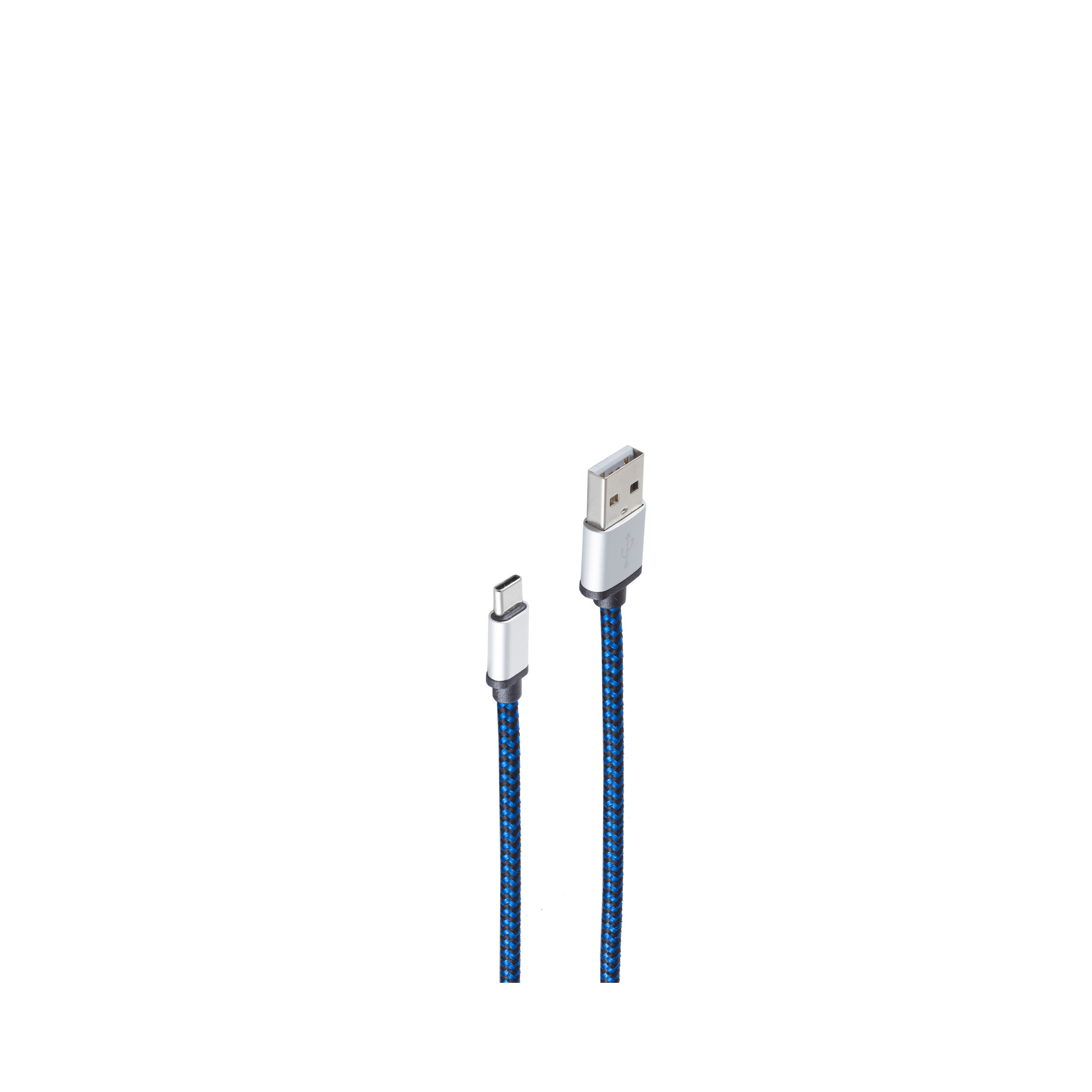 USB-Ladekabel SHIVERPEAKS 0,9 Typ blau auf USB Ladekabel, m, C, A Stecker 0,9m, USB blau