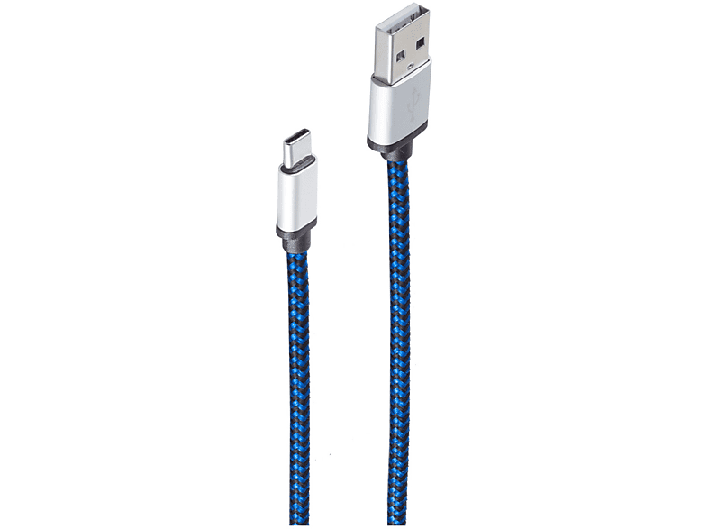 SHIVERPEAKS USBLadekabel A Stecker auf USB Typ C, blau 0,9m, USB