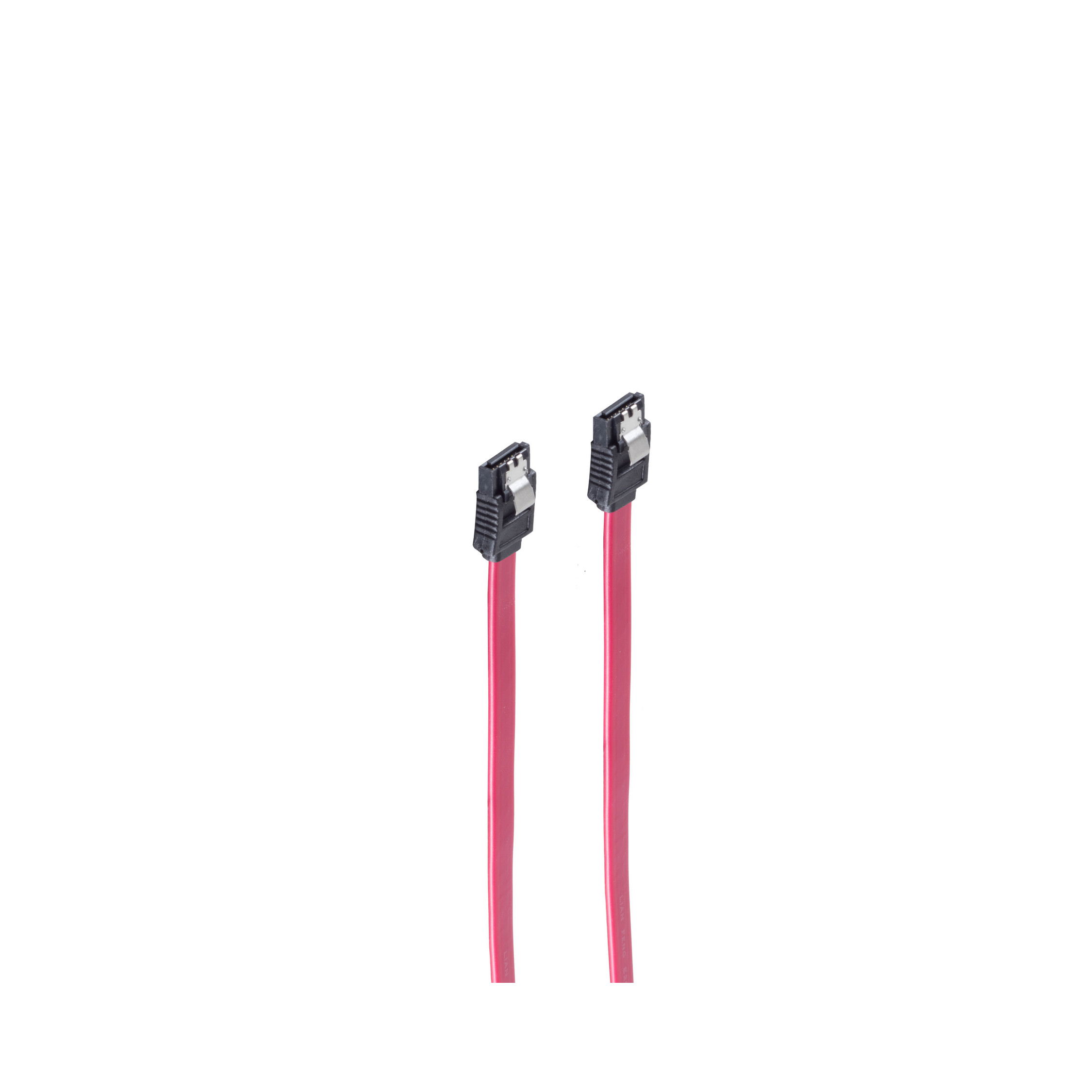 Due cavi SATA rosa con connettori neri, su sfondo bianco.