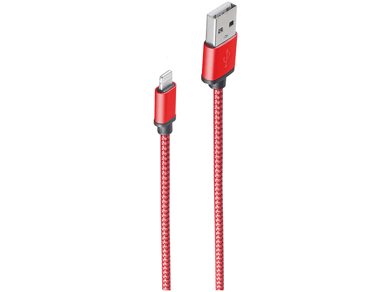 SHIVERPEAKS USB-Ladekabel A Stecker auf 8-pin Stecker rot, 2m, USB Ladekabel, 2 m, rot
