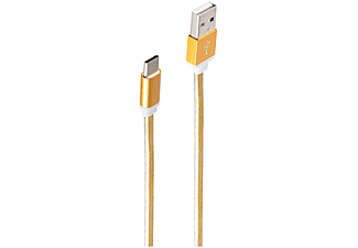 SHIVERPEAKS USB-Ladekabel A Stecker auf USB Typ C, gold, 0,3m, USB Ladekabel, 0,3 m, schwarz