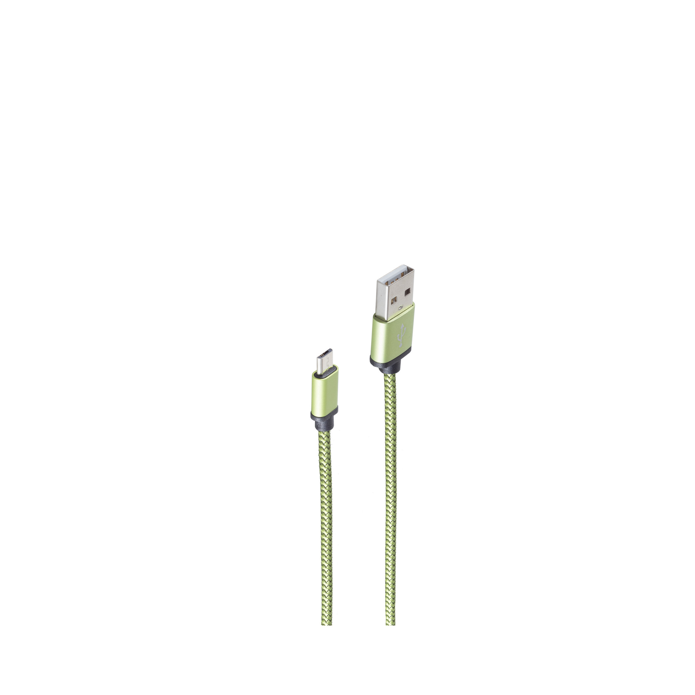 SHIVERPEAKS USB-Ladekabel aqua A 0,9 B Micro auf Stecker Ladekabel, 0,9m, grün, USB m, USB