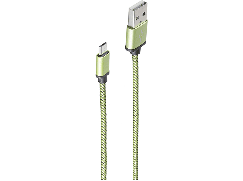 SHIVERPEAKS USB-Ladekabel A Stecker auf 0,9 Micro USB B aqua grün, 0,9m, m, Ladekabel, USB