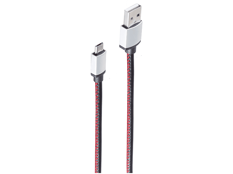 SHIVERPEAKS USB-Ladekabel A Stecker auf USB Micro B schwarz 2m, USB Ladekabel, 2 m, schwarz