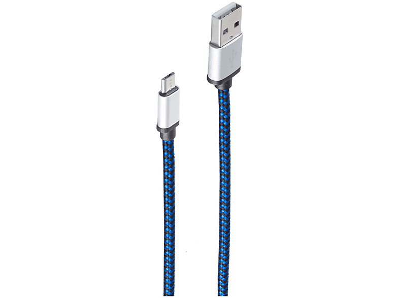 SHIVERPEAKS USB-Ladekabel A Stecker auf Micro B, blau 0,9m, USB Ladekabel, 0,9 m, blau