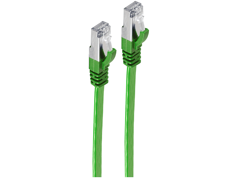 SHIVERPEAKS RJ45 Flachkabel m. CAT 7 Rohkabel slim grün 15m, Patchkabel, 15 m