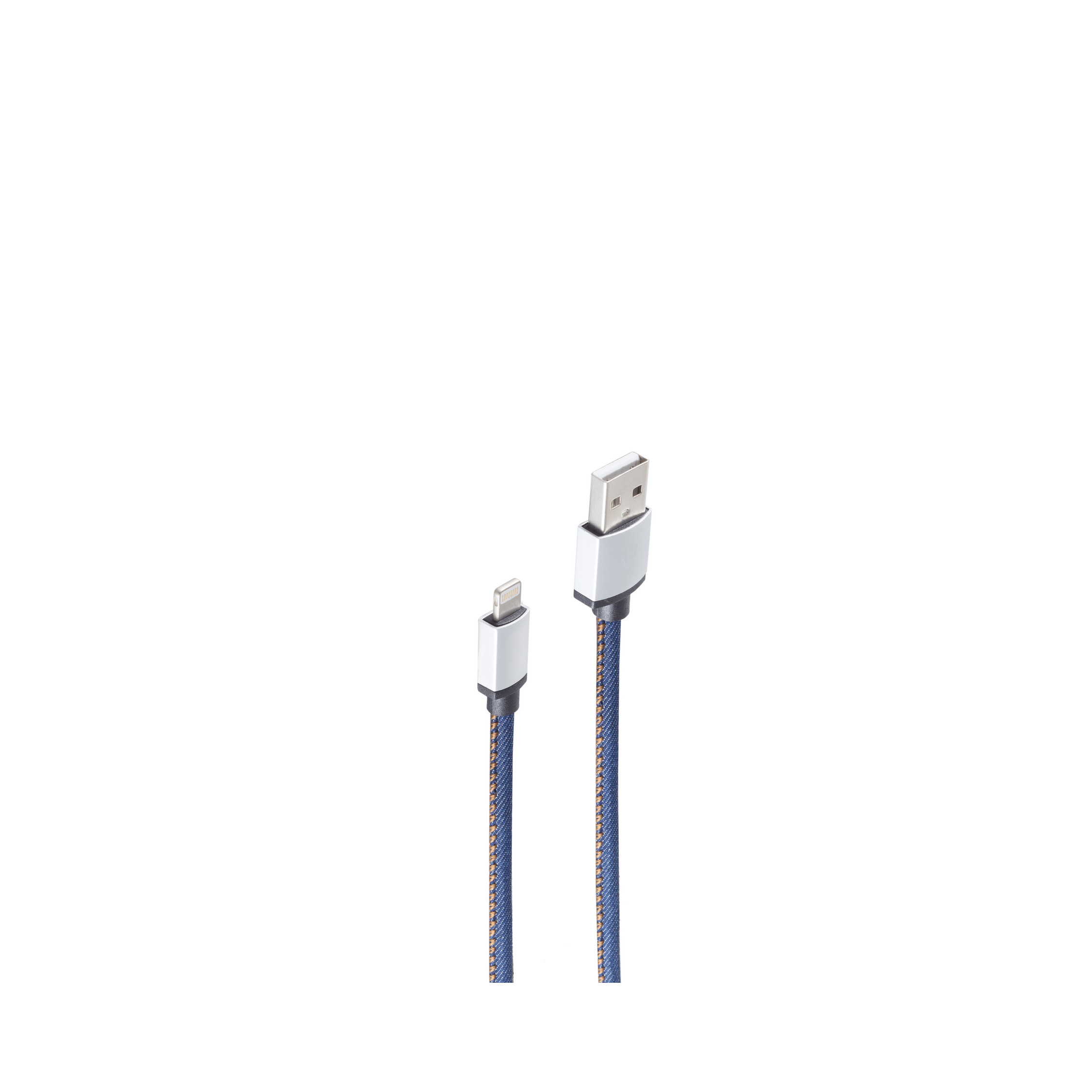 SHIVERPEAKS Ladekabel, A blau 2m, 2 USB-Ladekabel Stecker, USB blau auf Stecker 8-pin m,