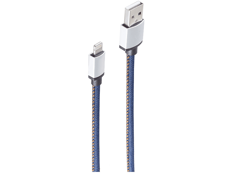 SHIVERPEAKS USB-Ladekabel A Stecker auf 2 blau 8-pin 2m, USB blau Ladekabel, m, Stecker