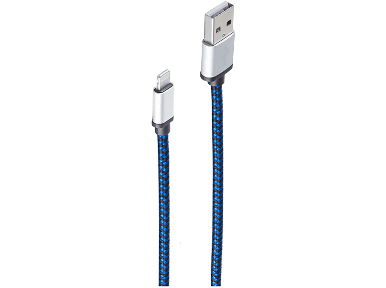 SHIVERPEAKS USB-Ladekabel A blau USB auf Ladekabel, m, 2m, 2 Stecker, 8-pin blau Stecker