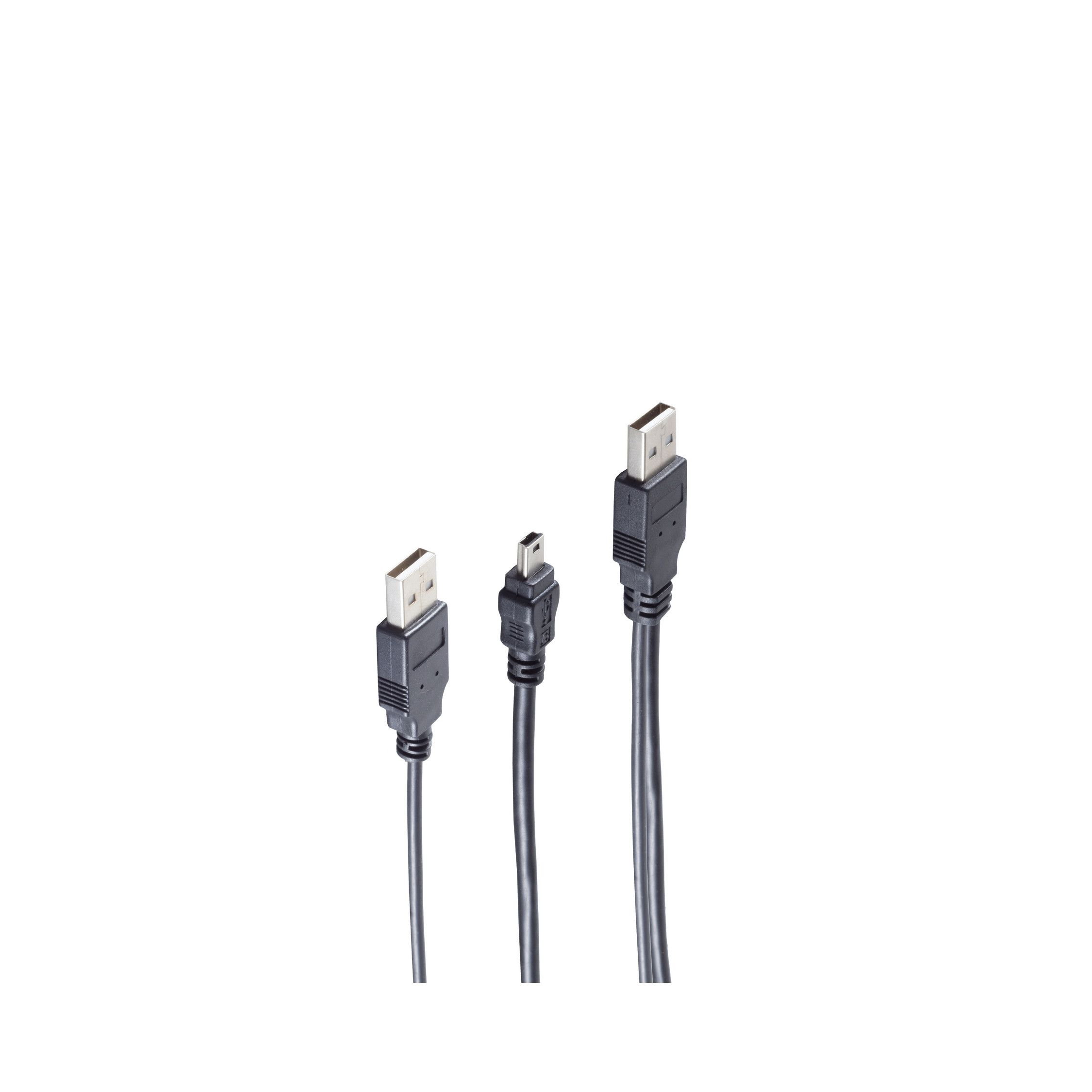 SHIVERPEAKS USB-Y-Stromkabel 2xUSB 1m USB pin Kabel 5 A-St./USB-B-Mini