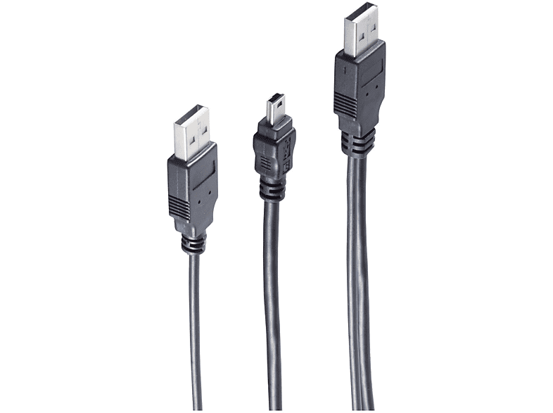 SHIVERPEAKS USB-Y-Stromkabel 2xUSB 5 1m USB A-St./USB-B-Mini pin Kabel