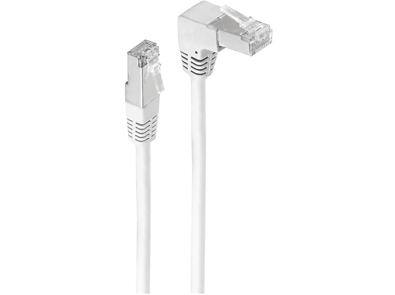 SHIVERPEAKS Patchkabel cat 6 S/FTP PIMF Winkel-gerade weiß 3m, Patchkabel, 3 m