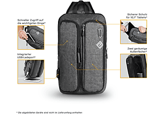 BOOSTBOXX BoostBag Sling grau - Schultertasche für 10,1" Tablets Umhängetasche für Universal Microfaser, grau