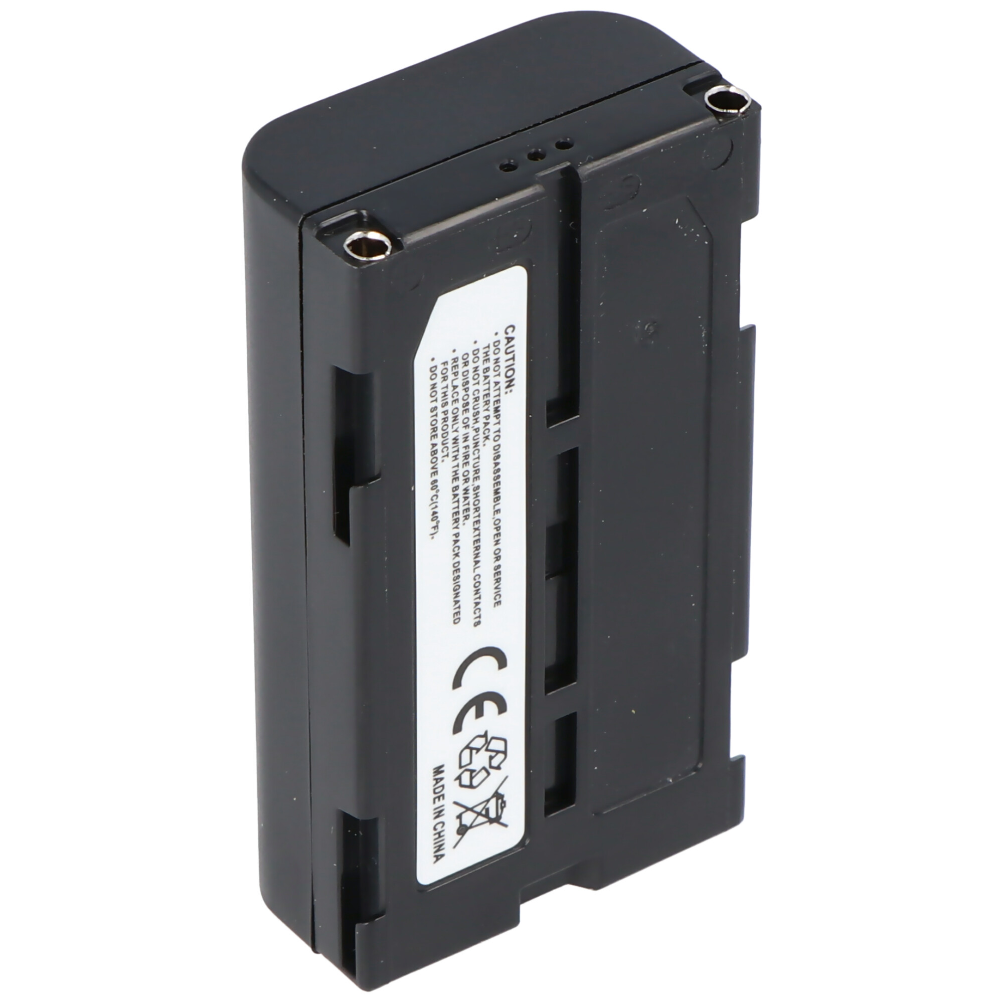 Black battery pack with warning label.