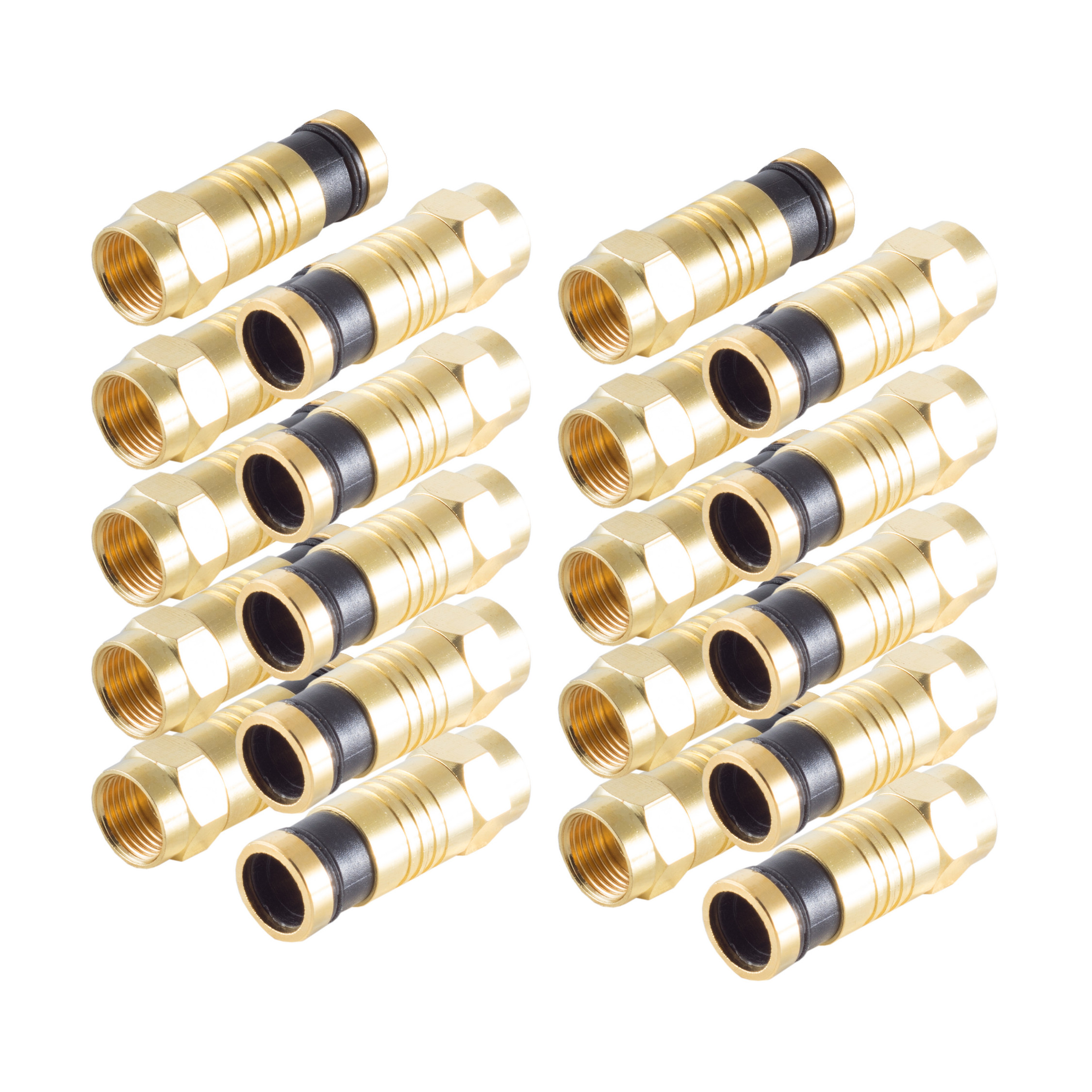 gold 10x für Adapter SHIVERPEAKS SET F-Kompressionsstecker 7,2mm Kabel SAT