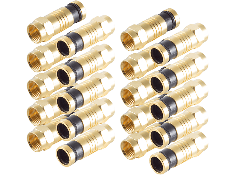 SHIVERPEAKS 10x F-Kompressionsstecker für SAT Kabel SET gold 7,2mm Adapter