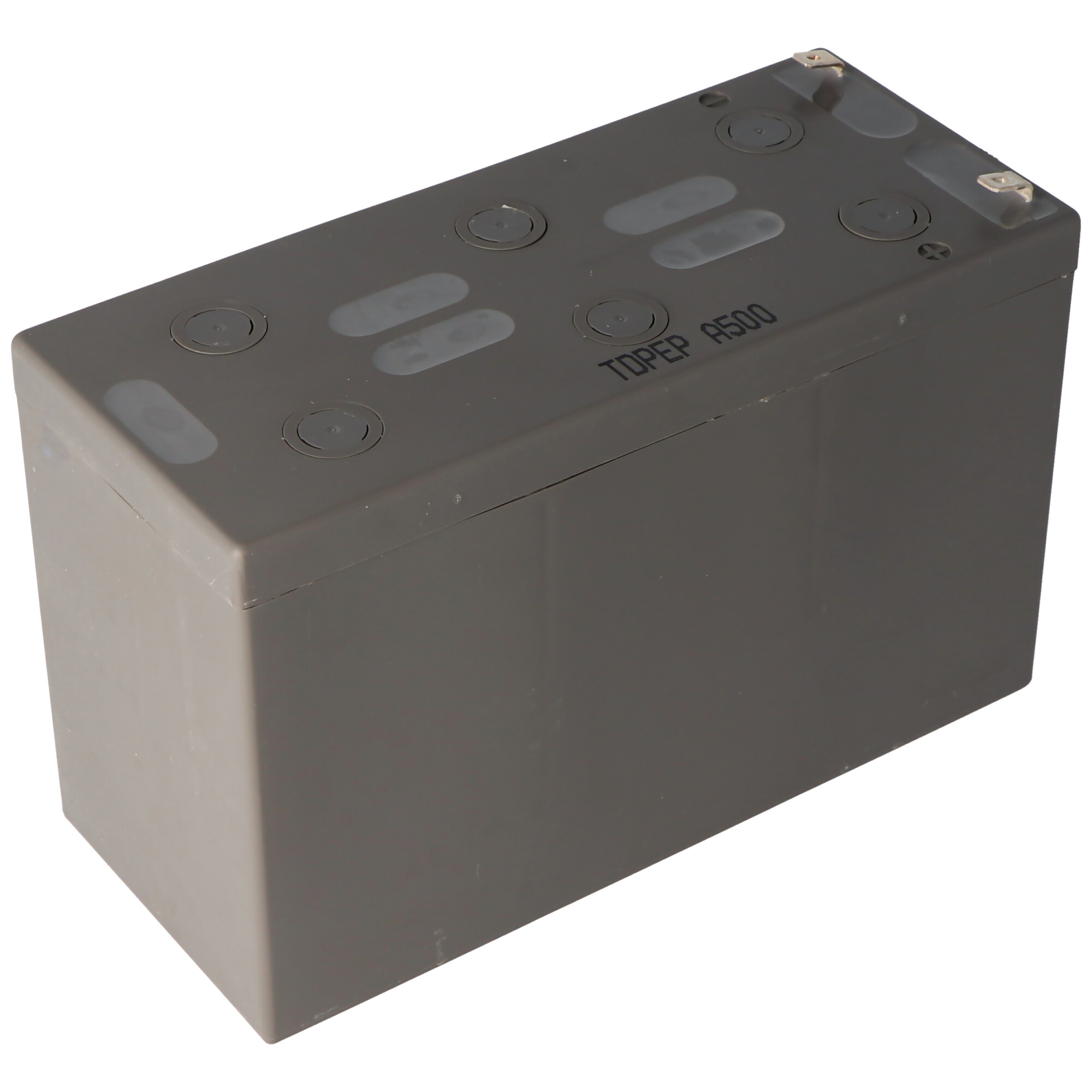 Eine graue Batterie mit der Aufschrift 'TOPEP A500'.