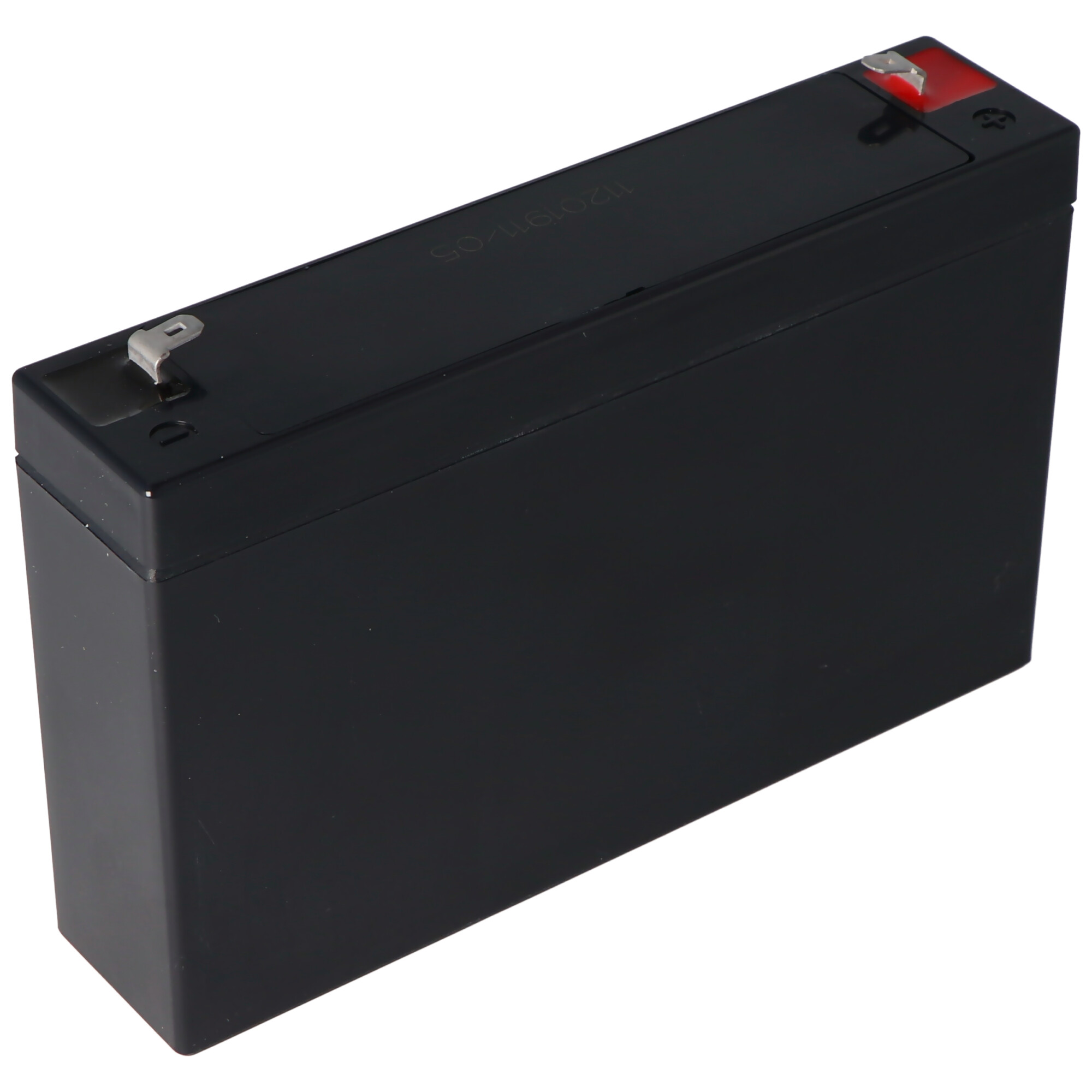Black rectangular battery with red positive terminal.