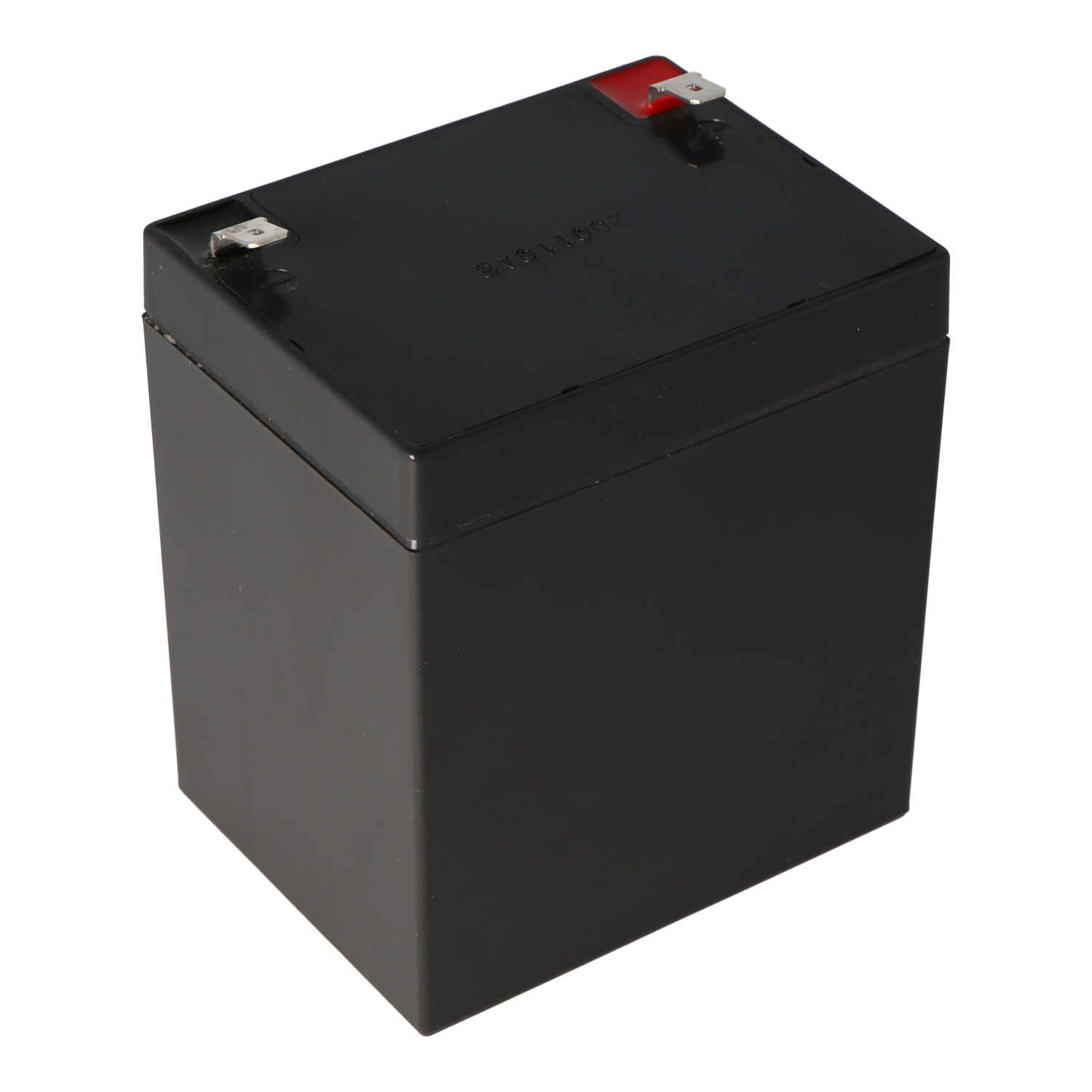 Schwarze Batterie mit Anschlüssen oben. Produktaufschrift lautet 31911522.
