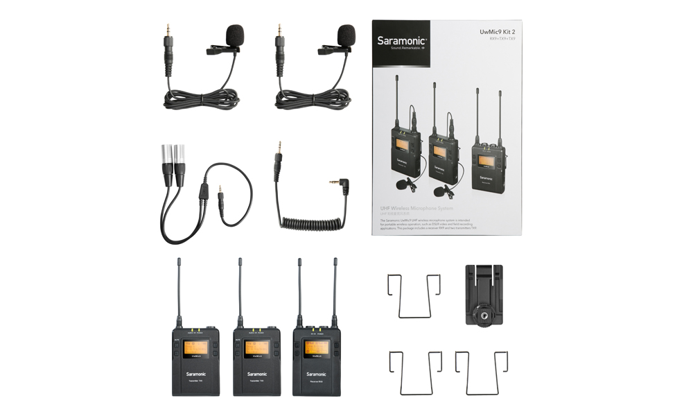 SARAMONIC UwMic9 Kit2 / Schwarz Sender 1 Funkmikrofon 2 Lavalier-Funkmikrofone und mit Empfänger