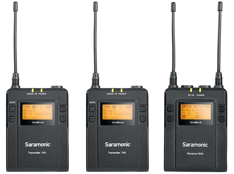 SARAMONIC UwMic9 Kit2 / Schwarz Sender 1 Funkmikrofon 2 Lavalier-Funkmikrofone und mit Empfänger