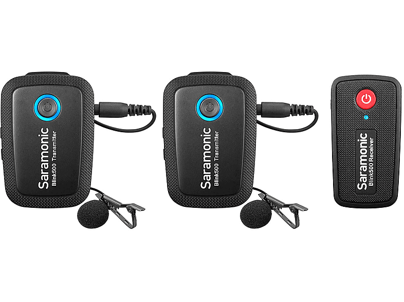 SARAMONIC Blink 500 B2 Drahtloses Lavaliermikrofonset für zwei Personen mit Doppelempfänger Funkmikrofon Schwarz